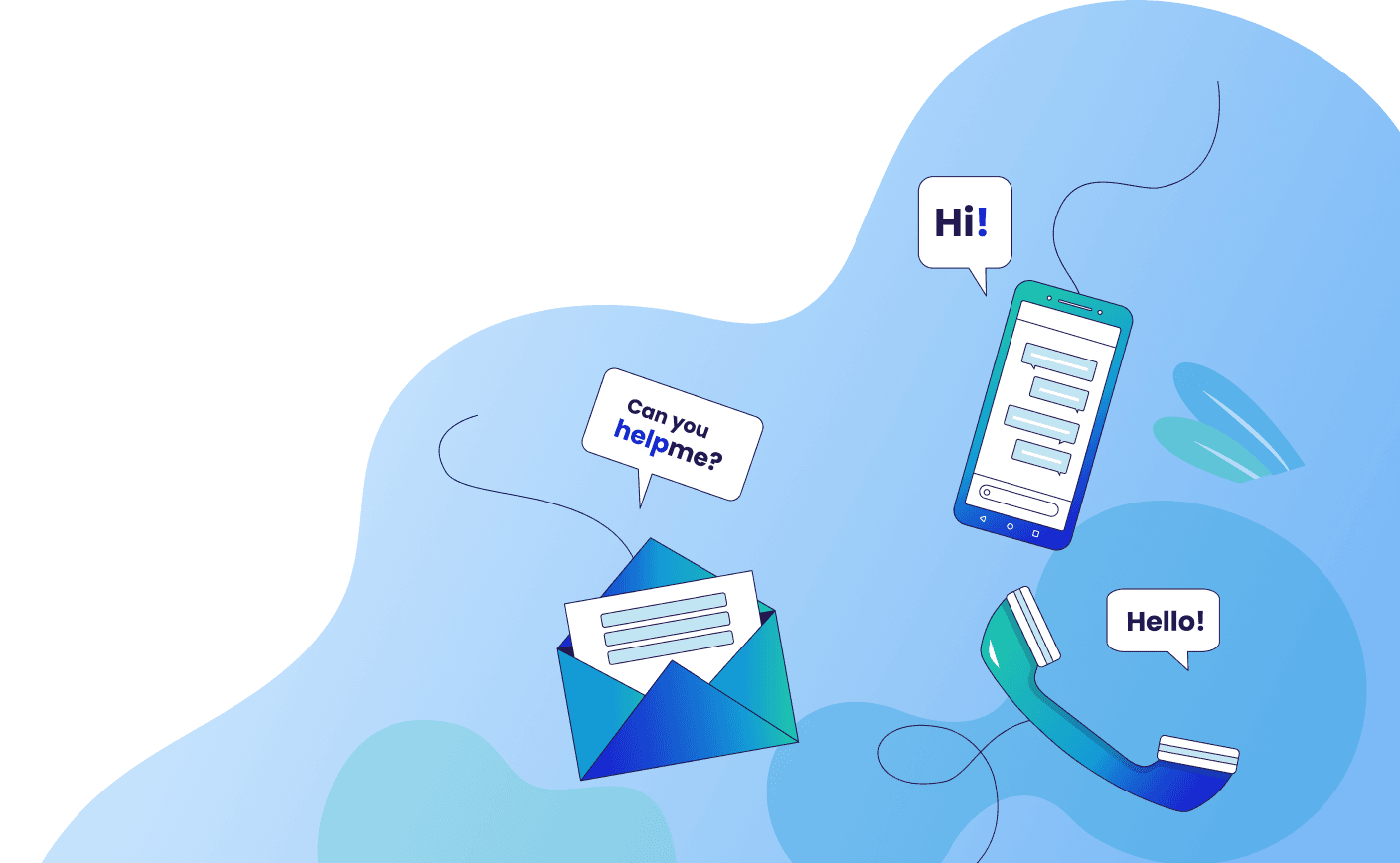 Decorative graphic of a person on a computer